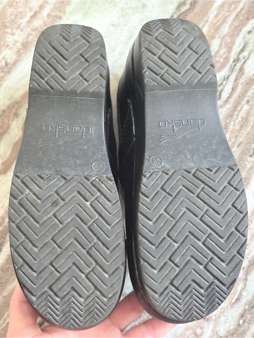 Dansko Black Leather Slip-On Clogs - Picture 3 of 4